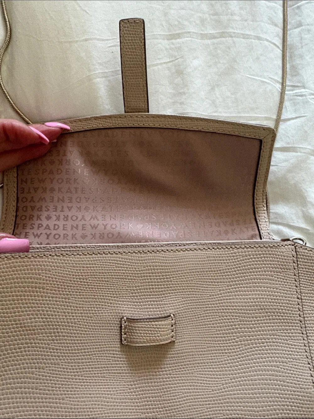 kate spade Pebbled Leather Crossbody in Light Taupe